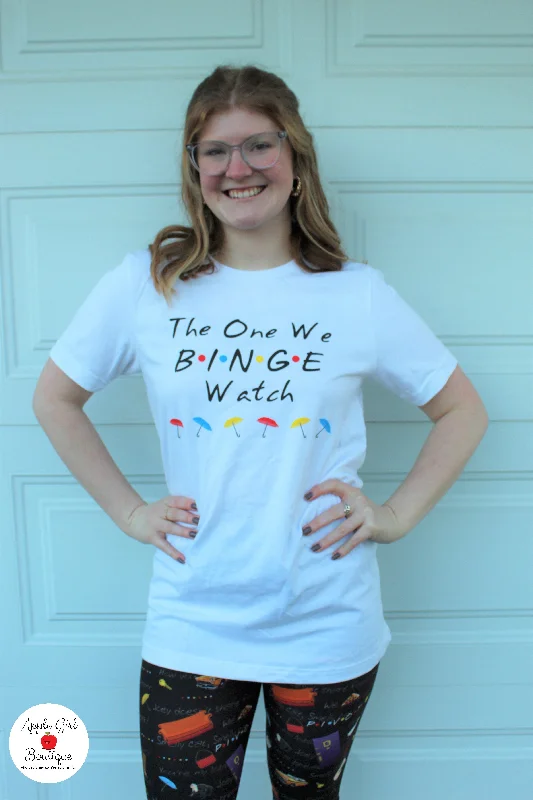 Glitter T-ShirtsThe One We Binge Watch Unisex Tee in White