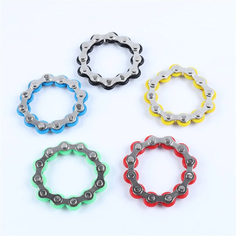 Limited Edition T-Shirts12 Section Stainless Steel Decompression Chain Bike Chain Fidget Toy Anti Stress Toy For Kids Adults Students