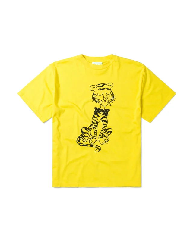 Printed T-ShirtsSmoking Tiger Baby Tee - Yellow