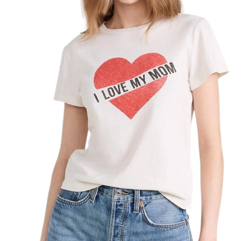 Lace-Up T-ShirtsI Love My Mom Classic Tee In Vintage White