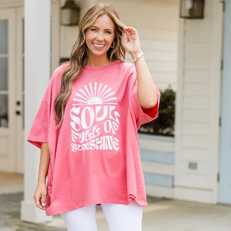 Scoop Neck T-ShirtsSoulshine Boyfriend Tee, Desert Rose