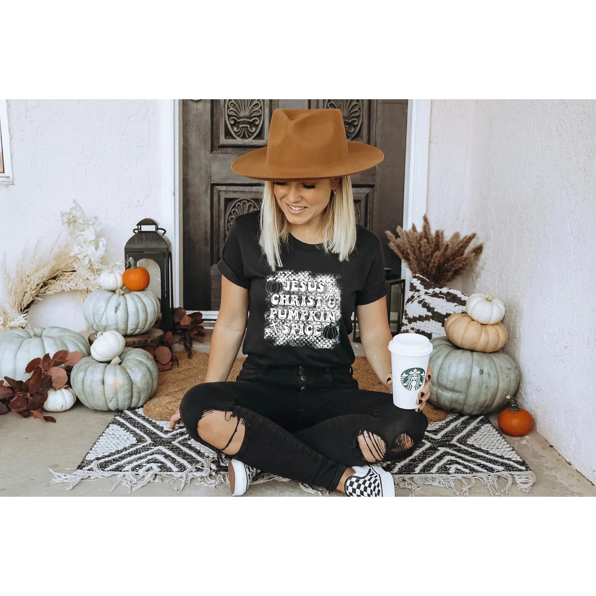 Hiking T-ShirtsGabreila  Jesus Christ & Pumpkin Spice Graphic Tee