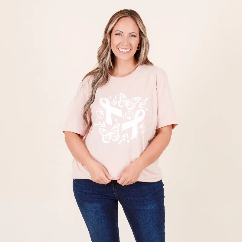 Embellished T-ShirtsButterflies Of Hope Tee, Heather Prism Peach