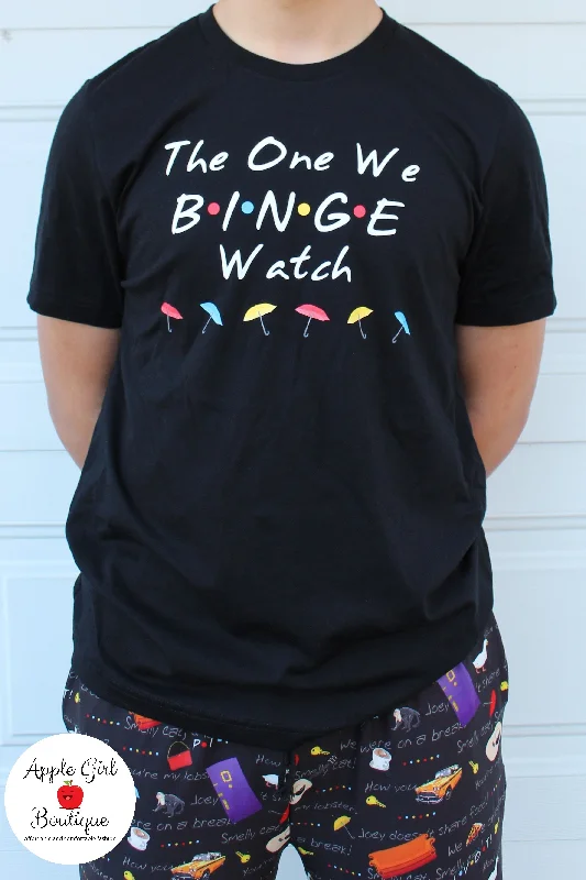 Metallic T-ShirtsThe One We Binge Watch Unisex Tee in Black