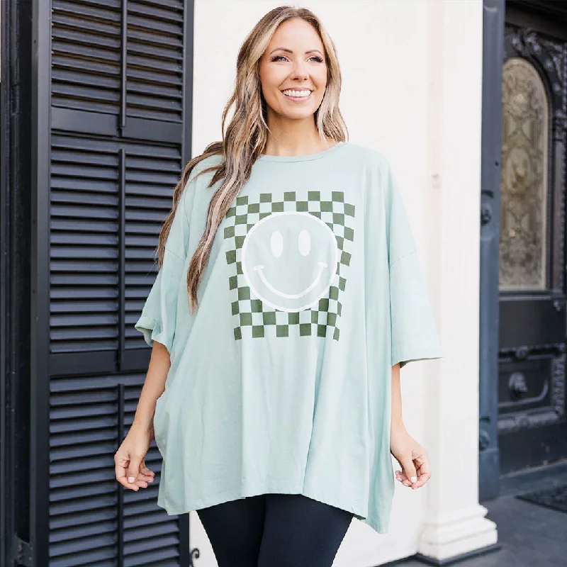 Leather-Paneled T-ShirtsOnly Smiles Boyfriend Tee, Light Green