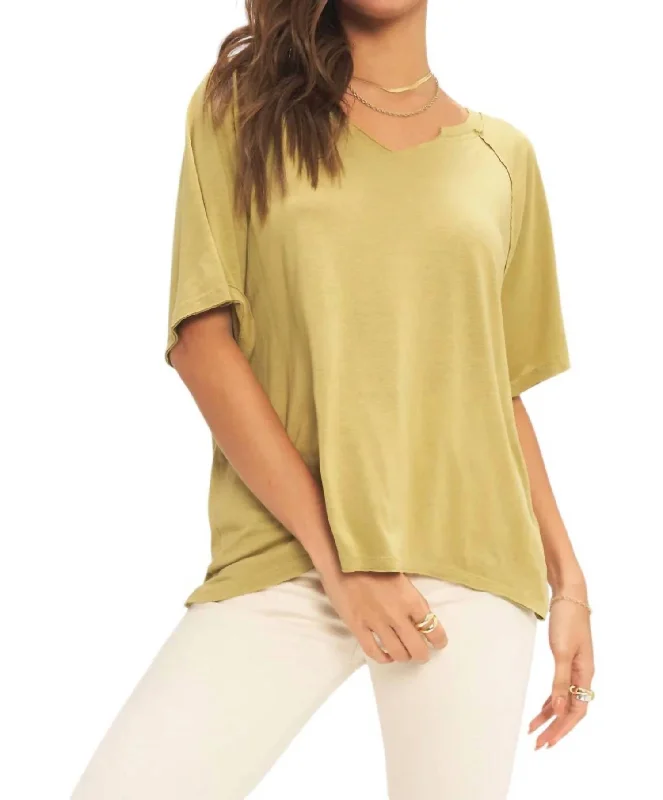 Distressed T-ShirtsShaw Notch Neck Vintage Wash Tee In Martini Olive