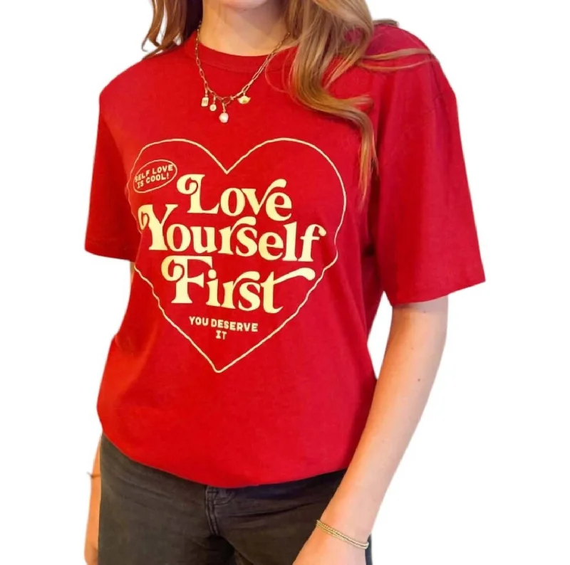 Bamboo T-ShirtsLove Yourself First Tee In Red