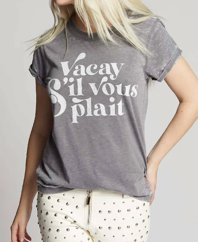 Thermal T-ShirtsVacay S'il Vous Plait Burn Out Tee In Grey