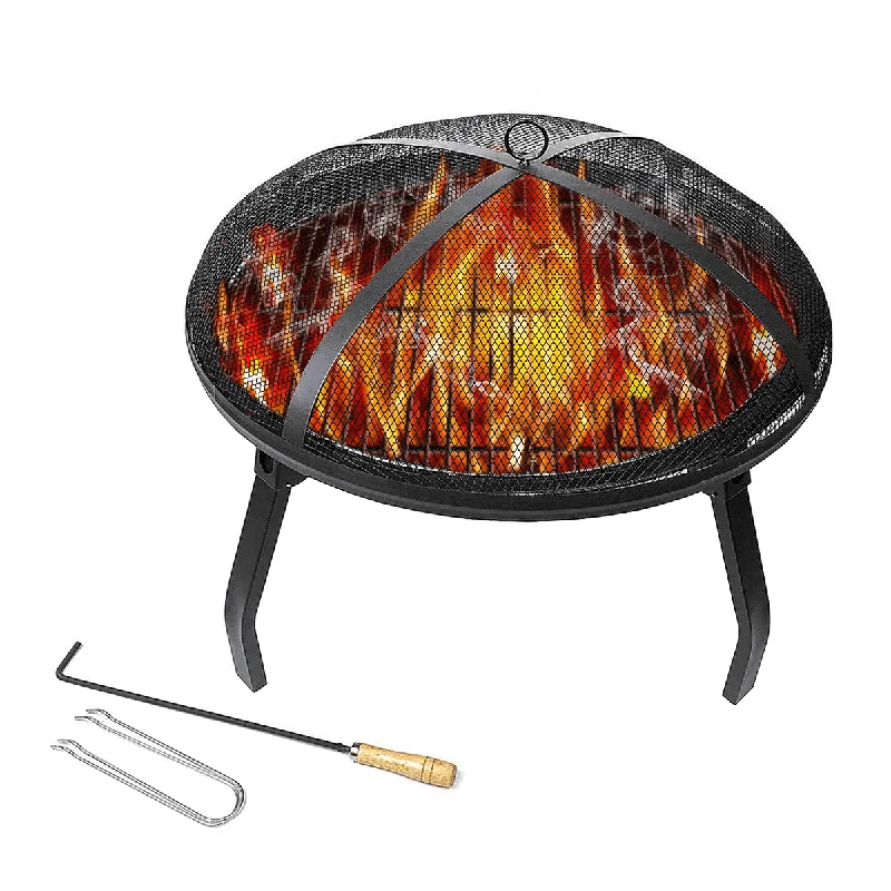 Zippered T-ShirtsIpree¬Æ 22Inch Fire Pit Portable Outdoor Wood Burning Steel Firepits BBQ Grill Camping Picnic Travel Garden Patio