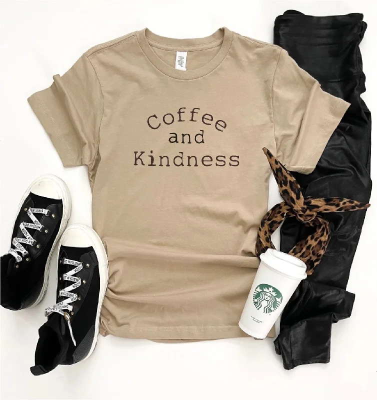 Camping T-Shirts“Coffee and kindness graphic tee”