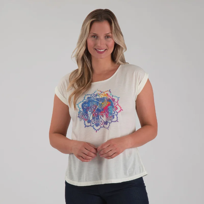 Recycled Fabric T-ShirtsMandala Elephant Dolman Tee