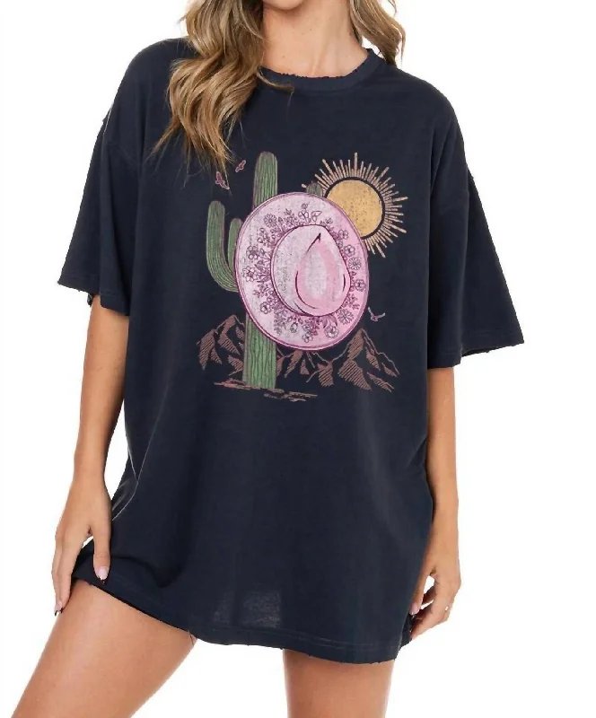 Oversized T-ShirtsOut West Cowgirl Graphic Tee Top In Black