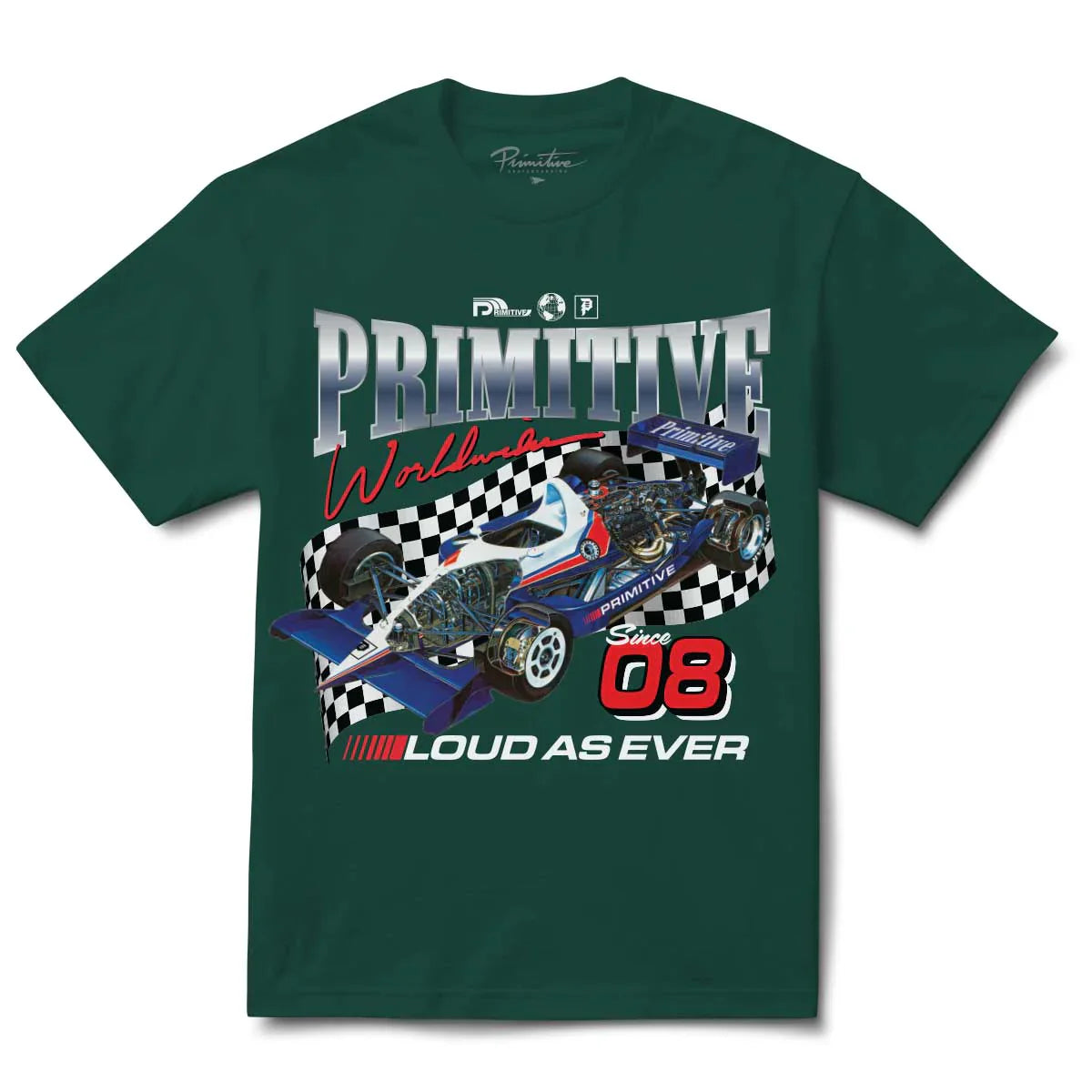 Blended Fabric T-ShirtsPrimitive Finish Line Tee - Forest Green