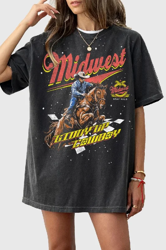 Ribbed Cuff T-ShirtsMidwest Cowboy Rider Tee