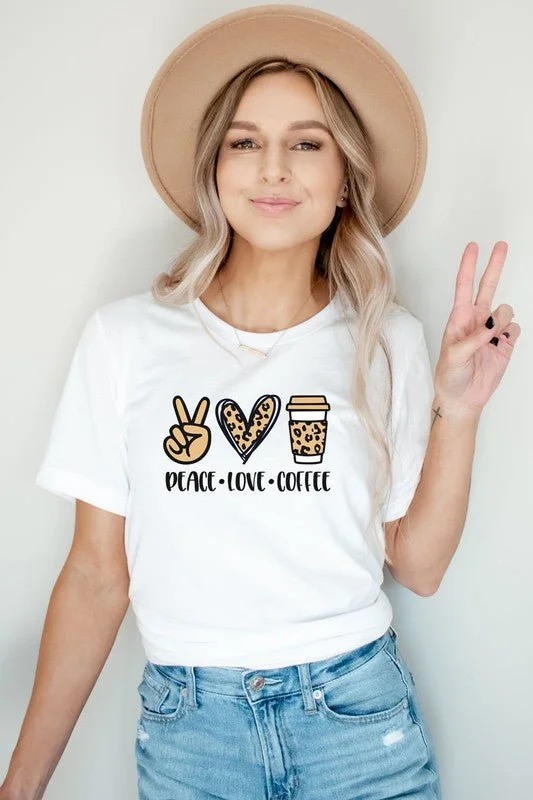 Yoga T-Shirts“Peace Love Coffee” Graphic Tee