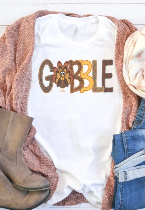 Ruffled T-ShirtsGobble Thanksgiving Tee - Women's Top