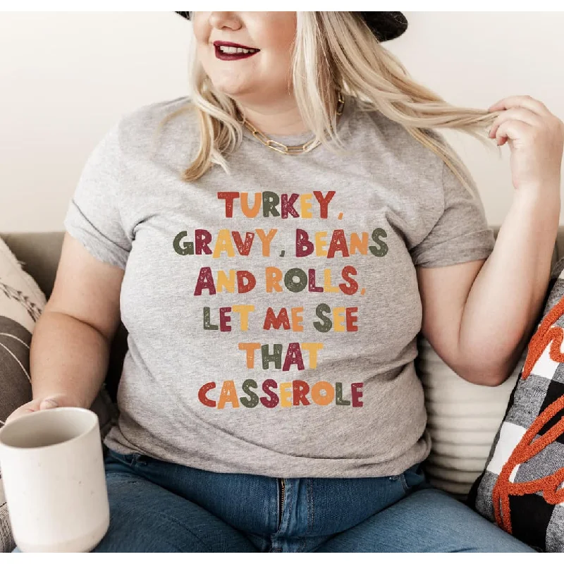 Camping T-ShirtsGabreila Turkey, Gravy, Beans And Rolls Graphic Tee