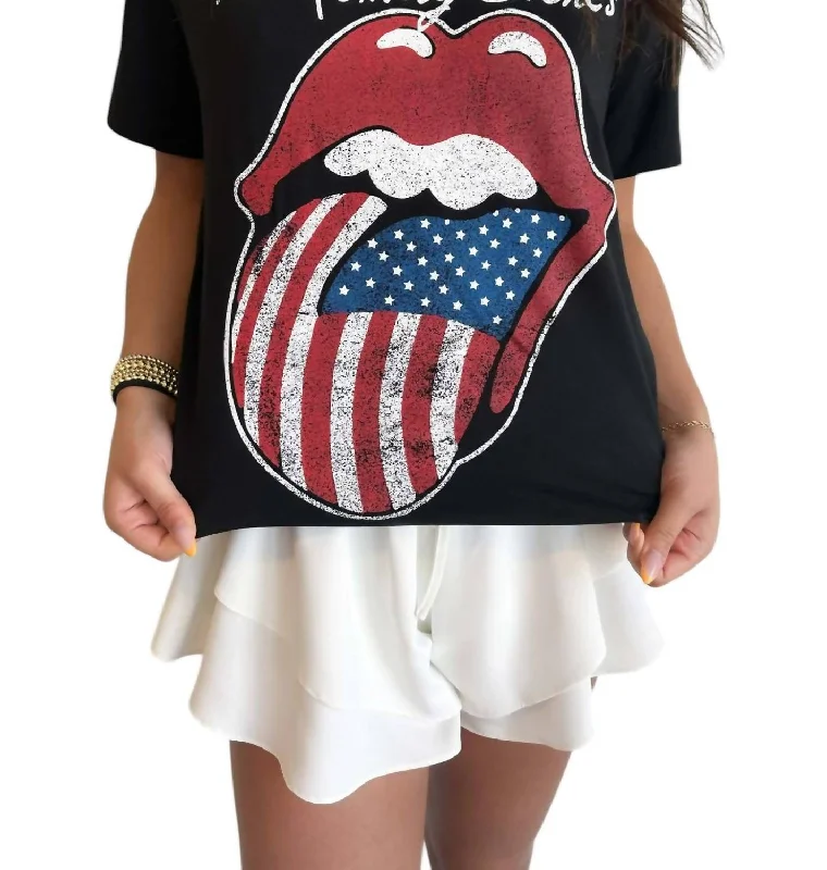 Hemp T-ShirtsUsa Flag Tongue Tee In Black