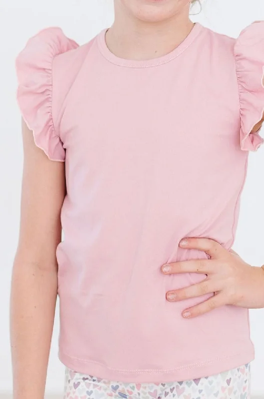 Organic Cotton T-ShirtsVintage Pink S/S Ruffle Tee