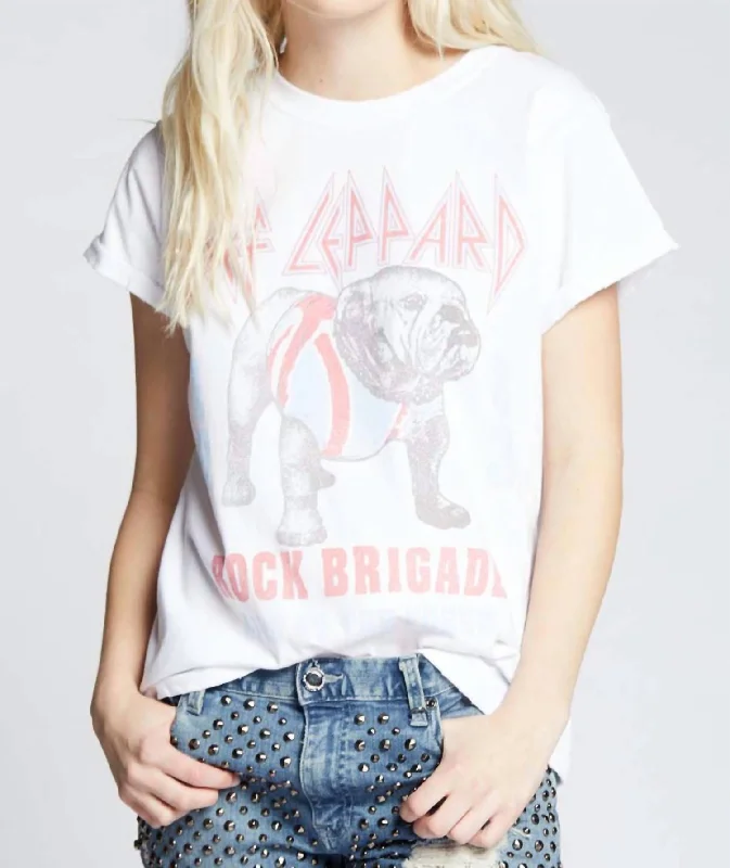 Casual T-ShirtsDef Leppard Rock Brigade Vintage Tee In White