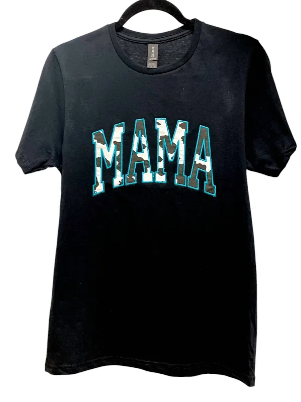 Glitter T-ShirtsEmbroidered Mama Graphic Tee Top In Black