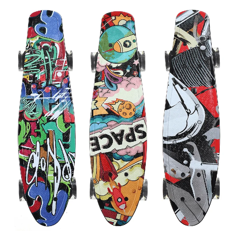 Formal T-Shirts22 Inch Skateboard 4 Flashing Wheels Teenager Adult Figure Skating Street Outdoor Sports Skating Board