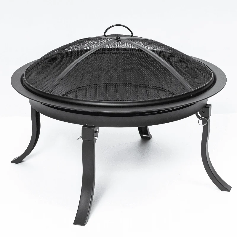 Retro T-ShirtsKingso 24Inch Portable Fire Pits with 4 Foldable Legs Wood Burning Firepit Steel BBQ Grill Fire Bowl for Outdoor Camping Patio Backyard Garden