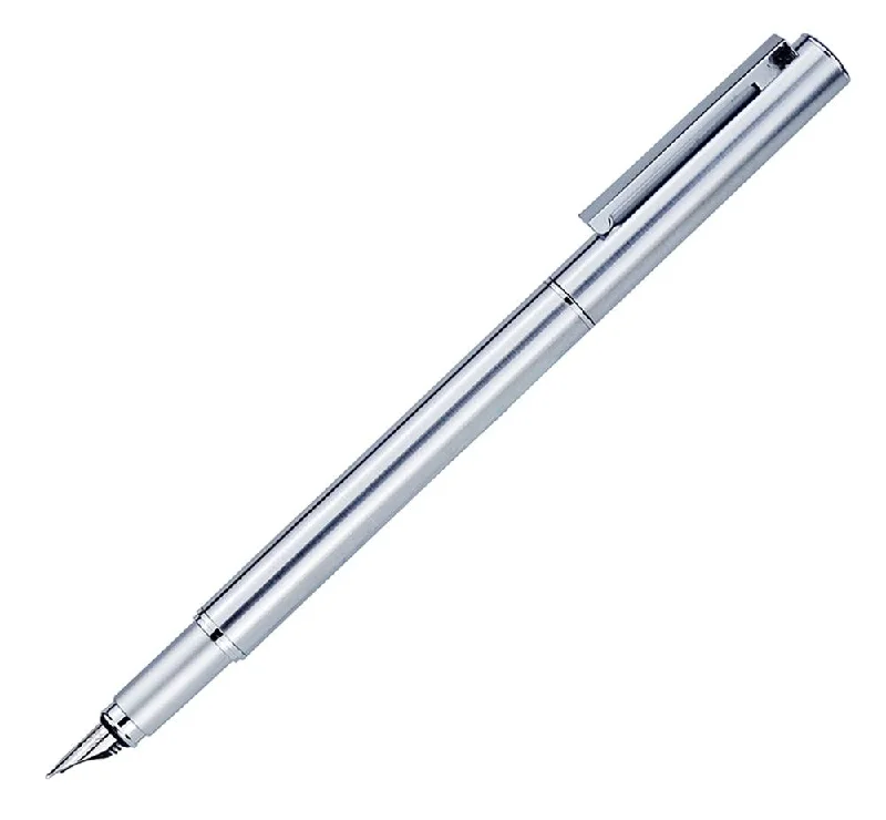 Collaborative T-ShirtsHongDian HD516 Metal Stainless Steel Fountain Pen Fine Nib 0.5mm Bright Silver Excellent Writing Gift Ink Pen for Business Office Home (0.5mm)