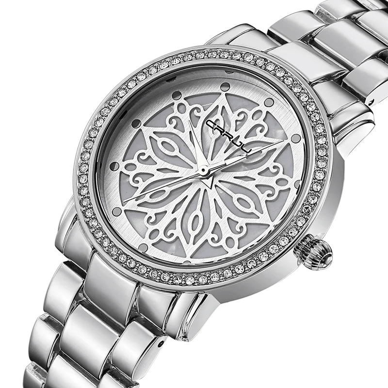 Sleep T-ShirtsCRRJU 2109 Diamonds Dial Case Women Wrist Watch Stainless Steel Quartz Watches