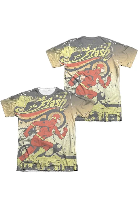 DC Comics Flash Just Passing Through (Front/Back Print) Adult 65/35 Poly/Cotton Short Sleeve Tee / T-ShirtWork Short Sleeve Tops