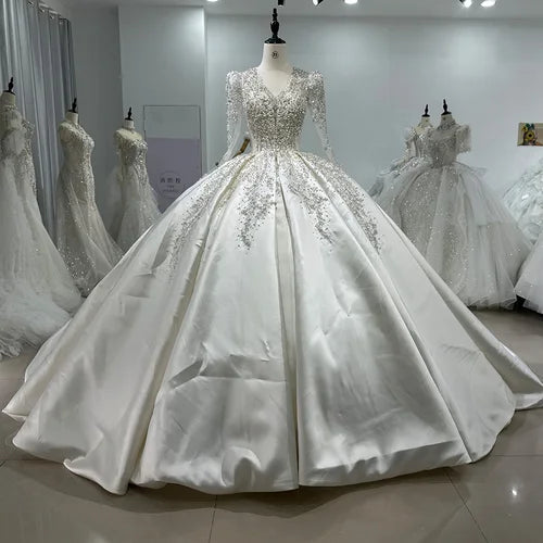 VNeckTopMaxV-neck Long Sleeves Princess Wedding Dress