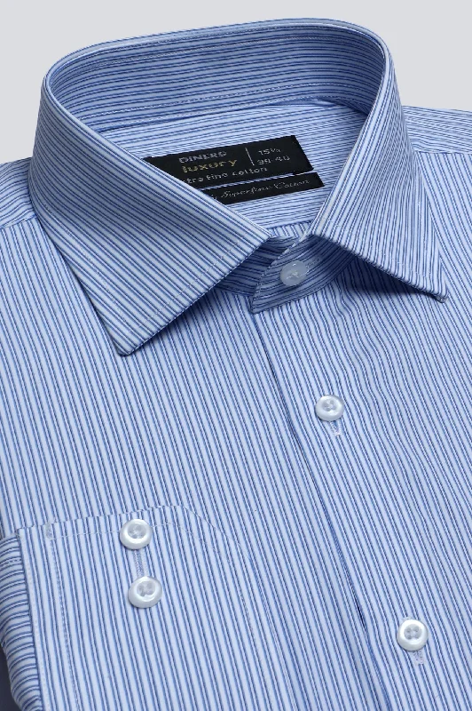 Blue Double Stripes Formal ShirtWrap Shirts