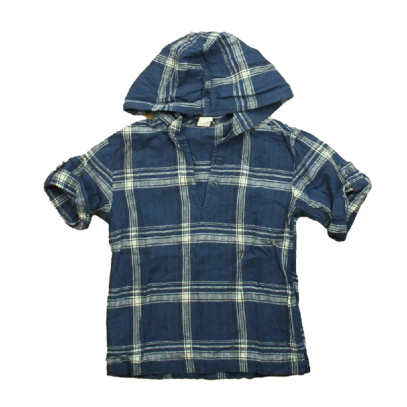 Tea Boys Blue Plaid Button Down Short SleeveOversized Short Sleeve Tops