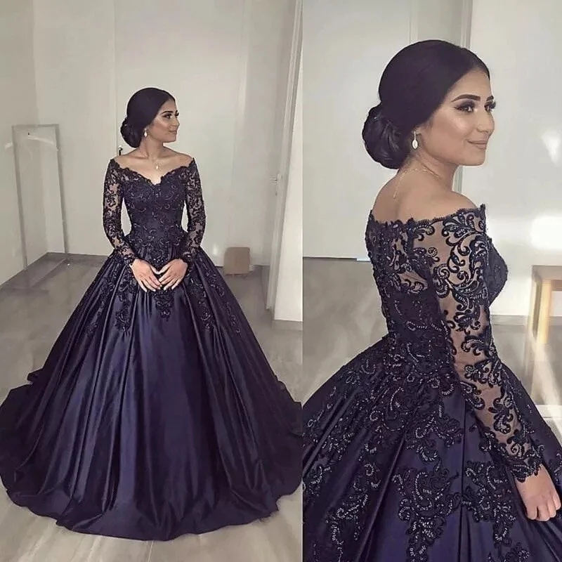 VNeckTopPinnacleV-Neck Navy Blue Quinceanera Dress