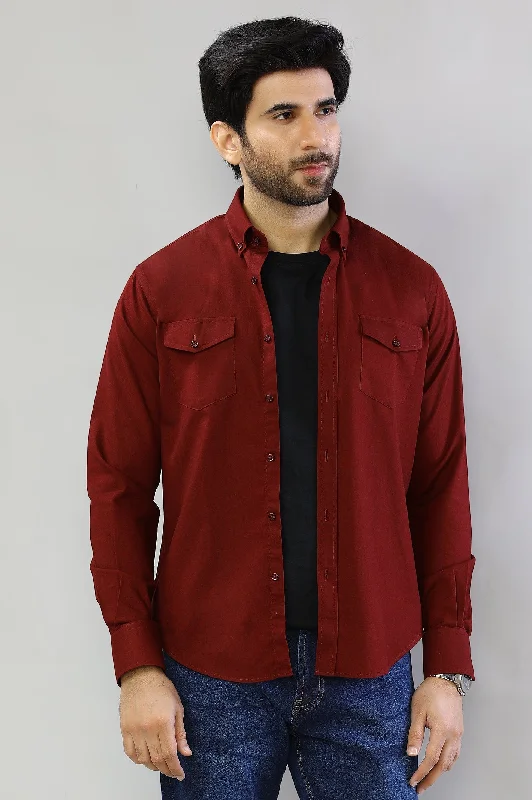 Maroon Plain Casual ShirtWork Shirts