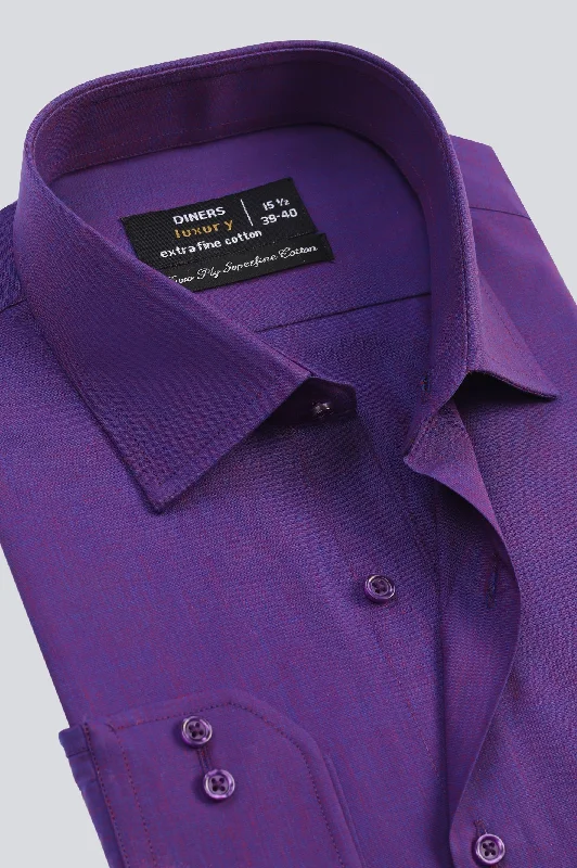 Purple Self Formal ShirtRuffled Shirts