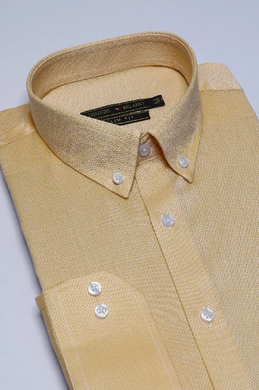 Yellow Texture Casual Milano ShirtThermal Shirts