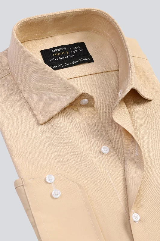 Beige Self Formal ShirtCasual Shirts