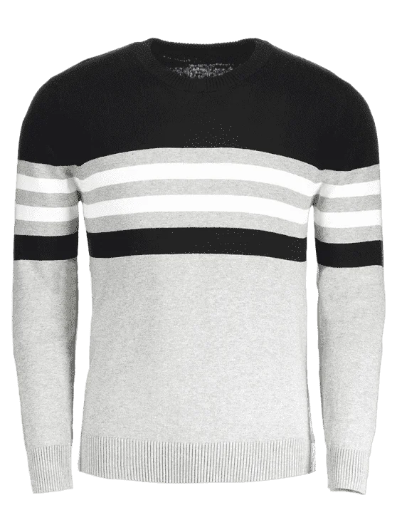 Trendy Crew Neck Striped SweaterCrewneckseam