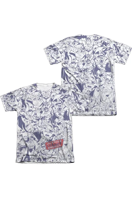 DC Comics Justice All Around (Front/Back Print) Adult 65/35 Poly/Cotton Short Sleeve Tee / T-ShirtMetallic Short Sleeve Tops