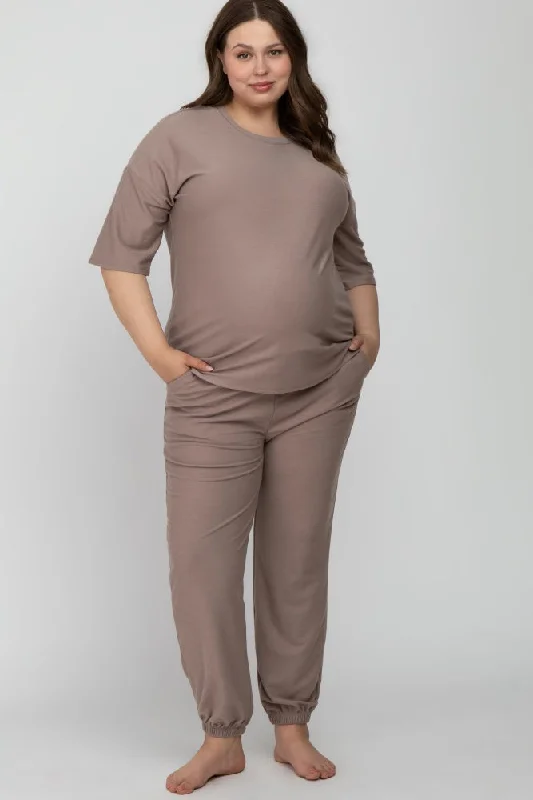 Mocha Jogger Maternity Plus Lounge Set