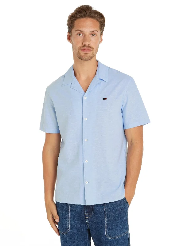 Tommy Jeans Linen Blend Camp Shirt, Moderate BlueHooded Shirts