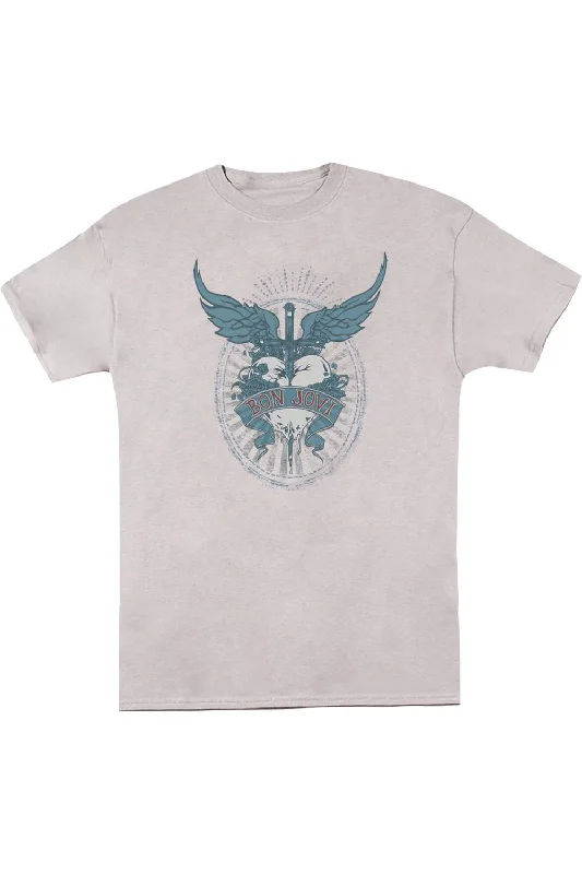 Bon Jovi Winged Heart Short Sleeve Adult Tee / T-ShirtReflective Short Sleeve Tops