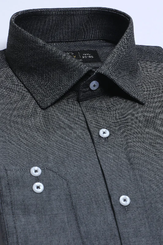 Grey Self Formal ShirtButton-Down Shirts