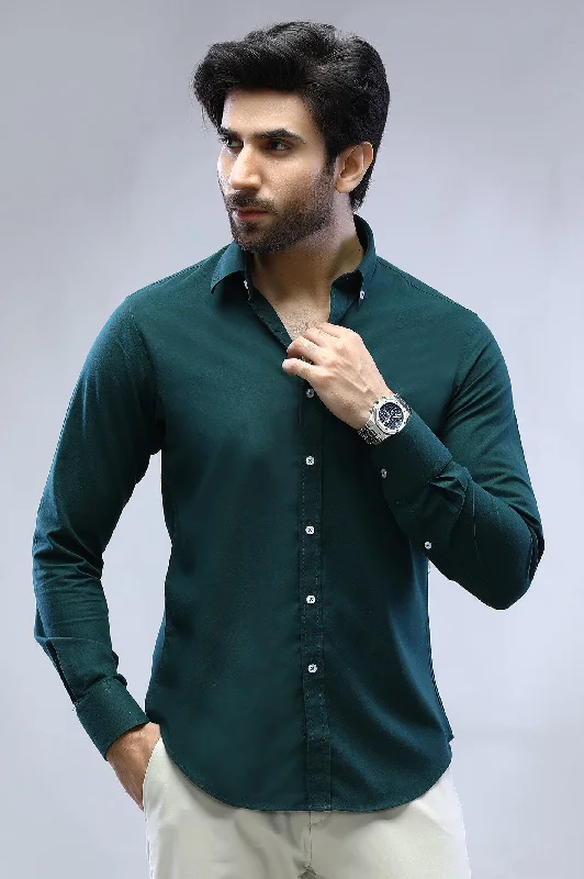 Green Plain Casual ShirtSheer Shirts