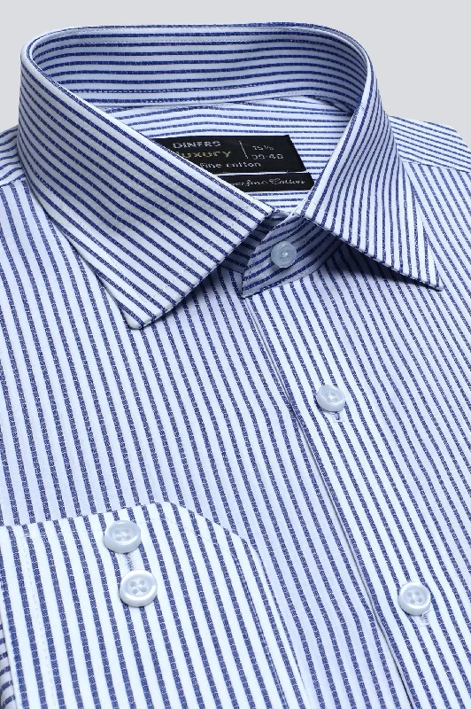 Dark Blue Stripes Formal ShirtMesh Shirts