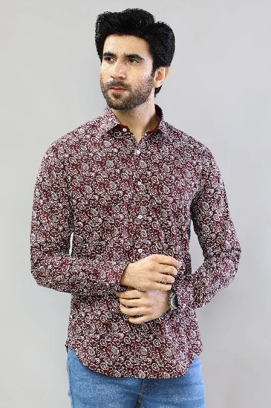 Maroon Printed Casual Milano ShirtTravel Shirts