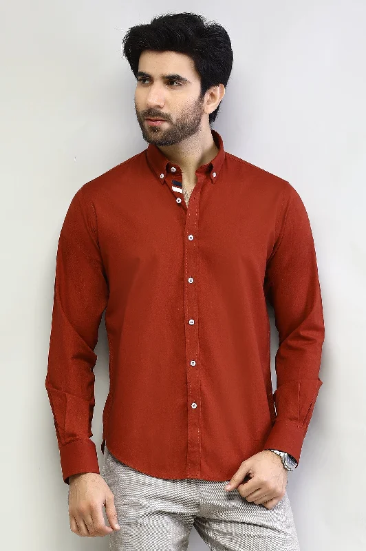 Rust Plain Casual ShirtPlush Shirts