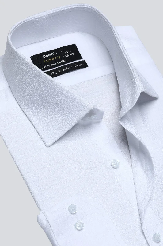 White Texture Formal ShirtAsymmetrical Shirts