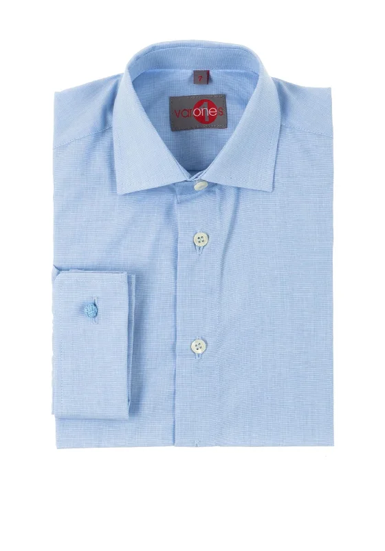 One Varones Boys Plain Cotton Shirt, BlueBeaded Shirts